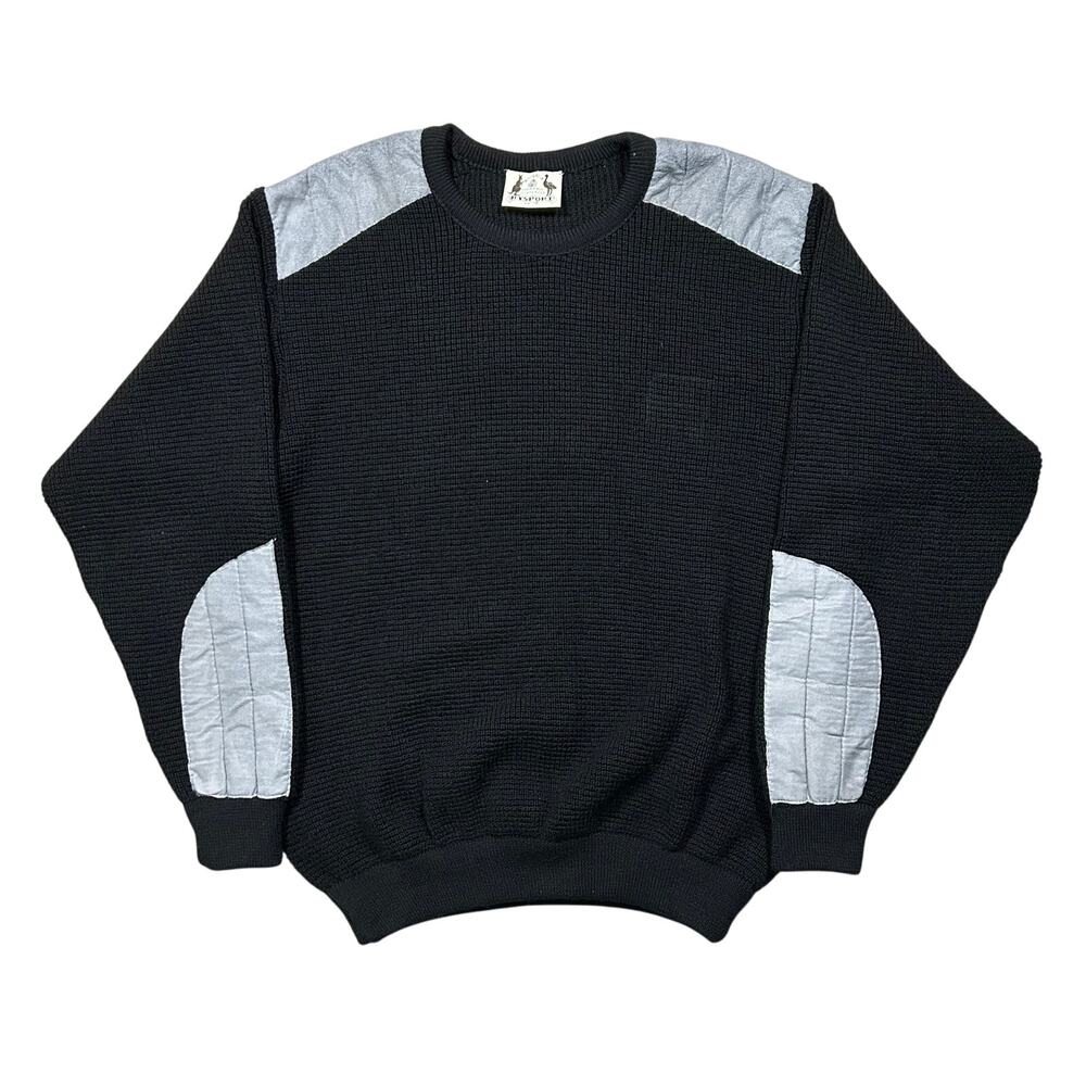 Vintage Hysport Pure New Wool Crewneck Sweater Black Grey